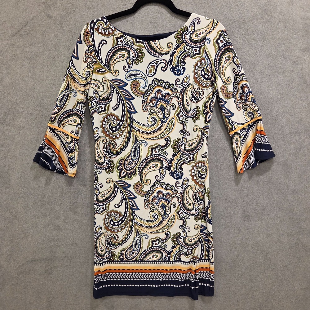 Enfocus Studio Midi Dress Women's Size 8 Paisley Slinky‎ Stretch Casual Office